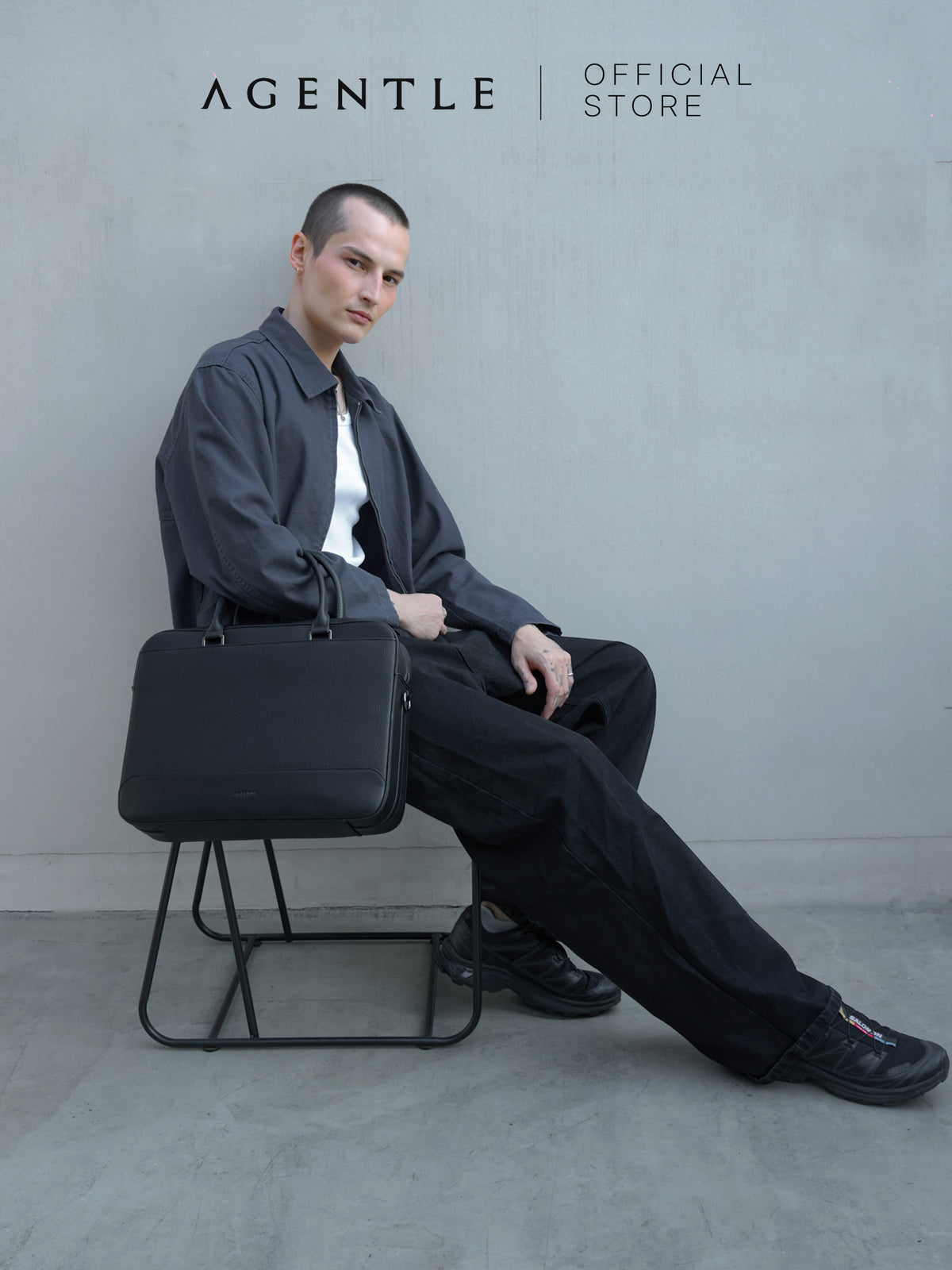 AGENTLE • A BRIEFCASE – กระเป๋าเอกสารผู้ชาย ทรงมีโครงสร้าง ใส่โน้ตบุ๊ก 16 นิ้ว