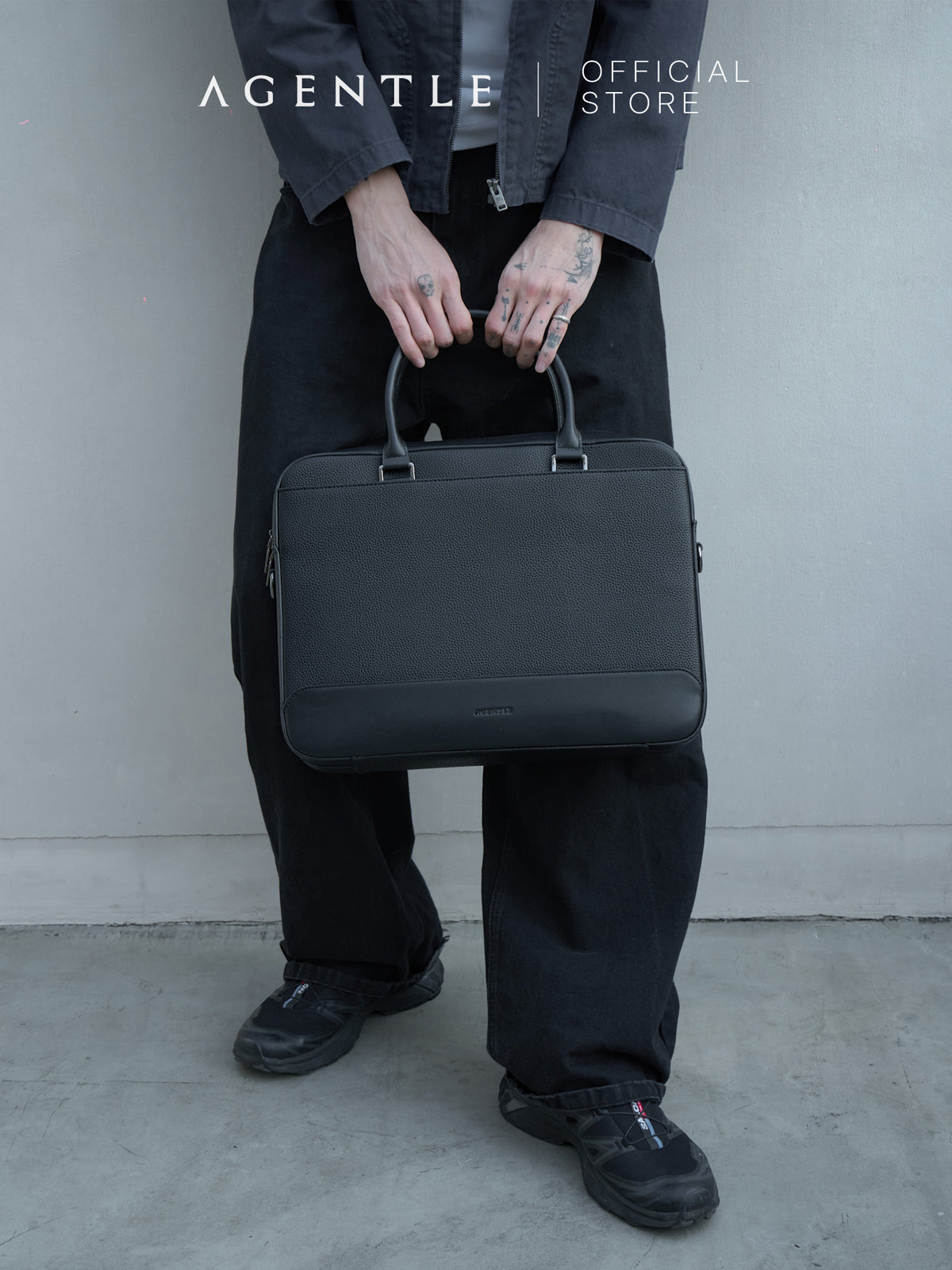 AGENTLE • A BRIEFCASE – กระเป๋าเอกสารผู้ชาย ทรงมีโครงสร้าง ใส่โน้ตบุ๊ก 16 นิ้ว