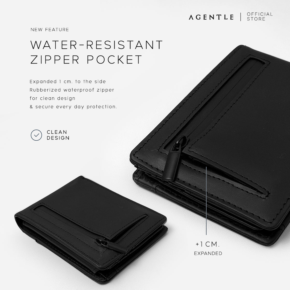 AGENTLE • 2 FOLD – กระเป๋าสตางค์หนังแท้ 2 พับ ปิดด้วยแม่เหล็ก