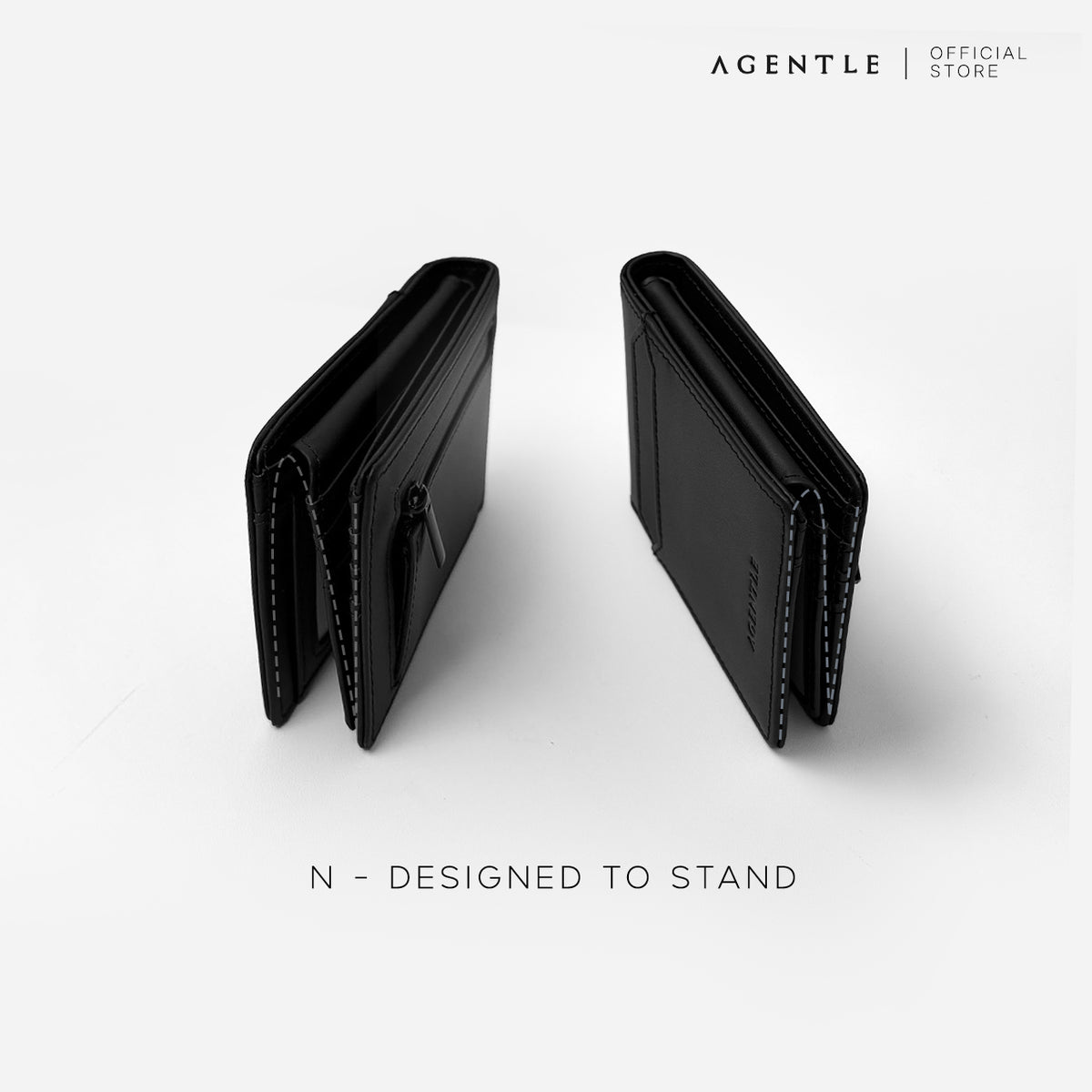AGENTLE • 2 FOLD – กระเป๋าสตางค์หนังแท้ 2 พับ ปิดด้วยแม่เหล็ก