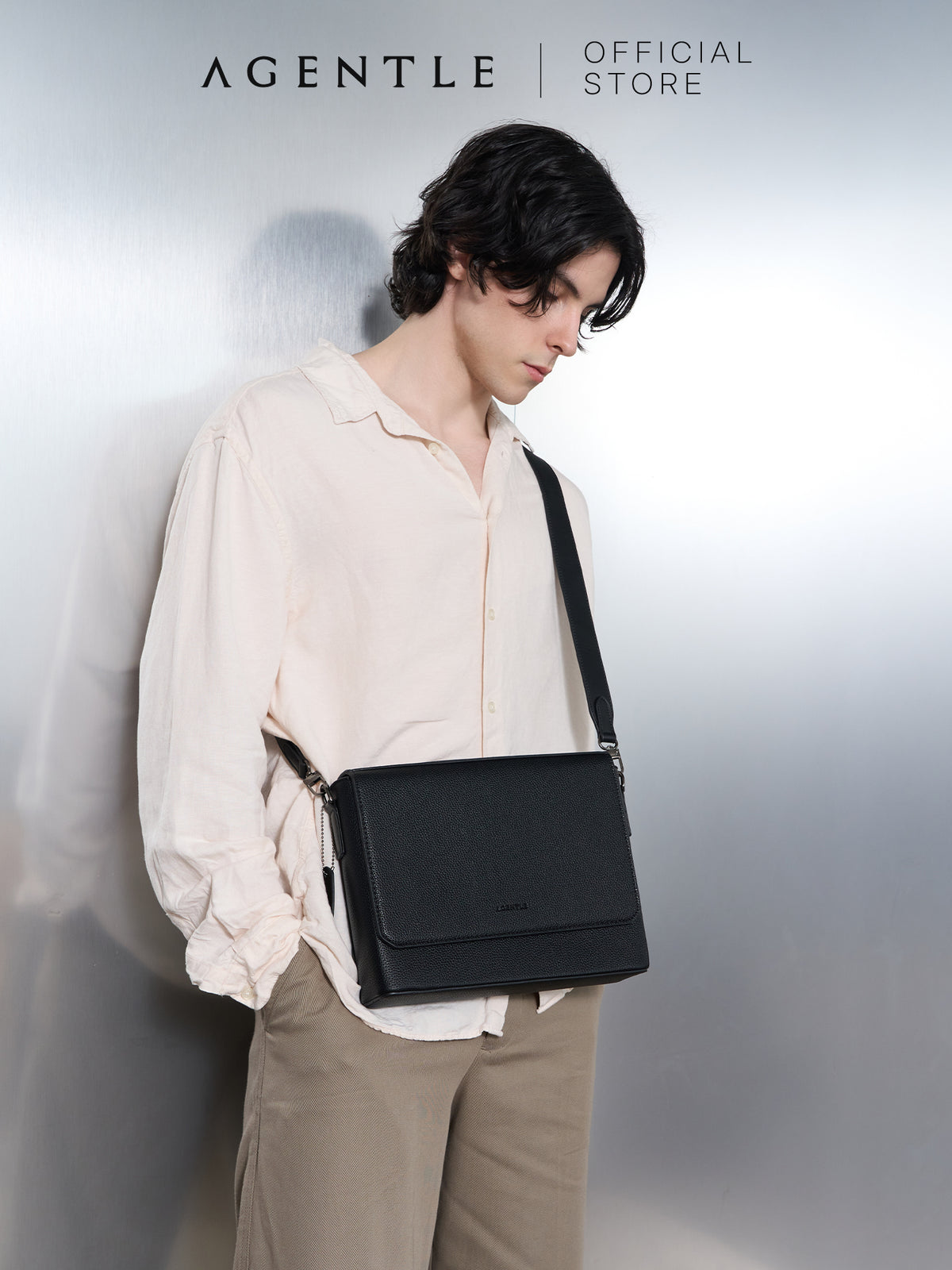AGENTLE • BOXCASE CITY – กระเป๋าสะพายข้างผู้ชาย ทรงกล่องมีโครงสร้าง ใส่ iPad 11 นิ้ว