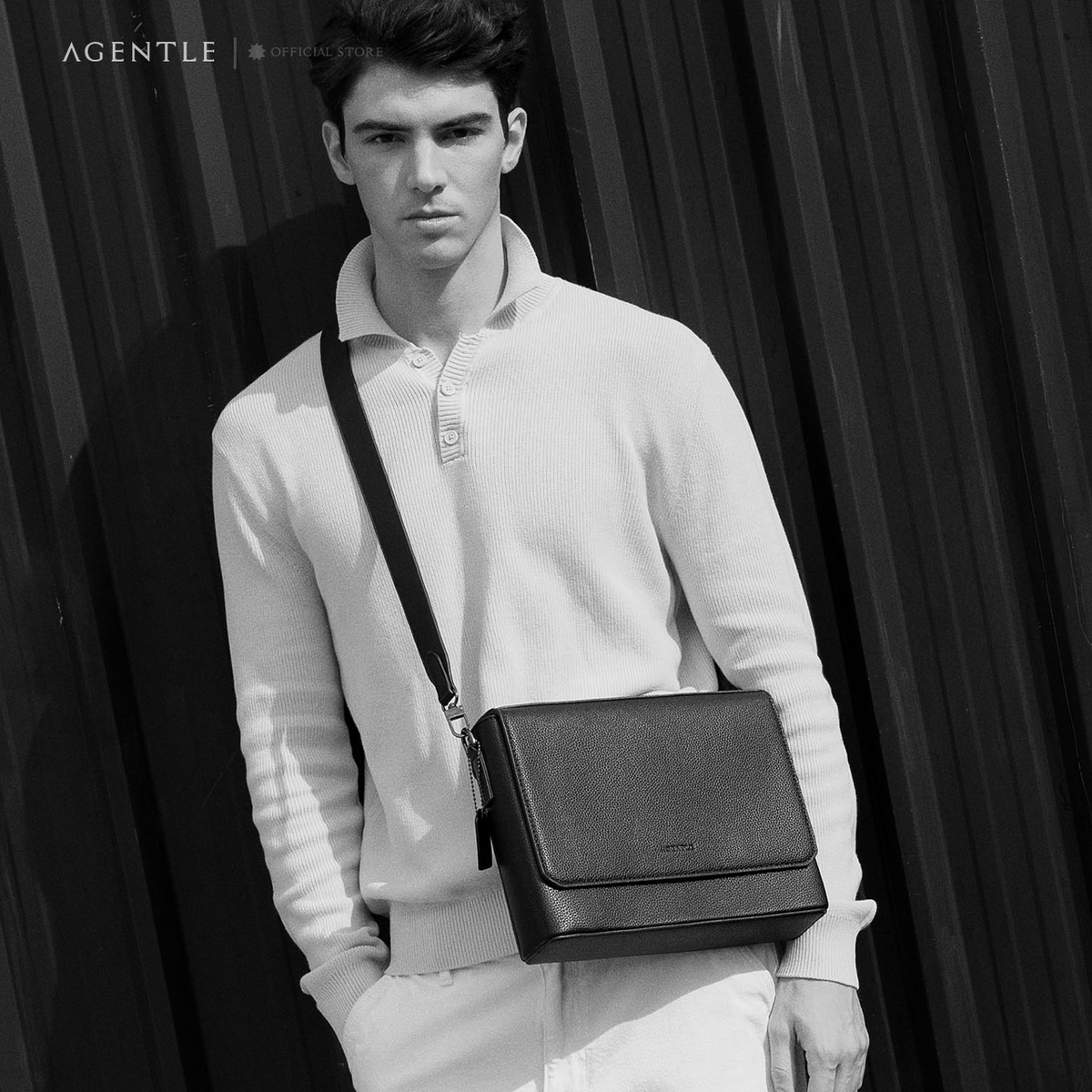 AGENTLE • BOXCASE CITY – กระเป๋าสะพายข้างผู้ชาย ทรงกล่องมีโครงสร้าง ใส่ iPad 11 นิ้ว