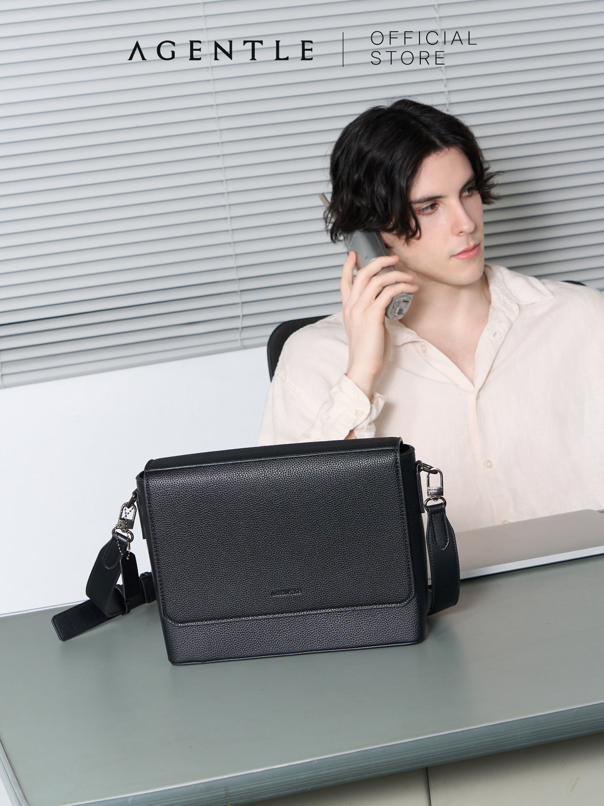 AGENTLE • BOXCASE CITY – กระเป๋าสะพายข้างผู้ชาย ทรงกล่องมีโครงสร้าง ใส่ iPad 11 นิ้ว