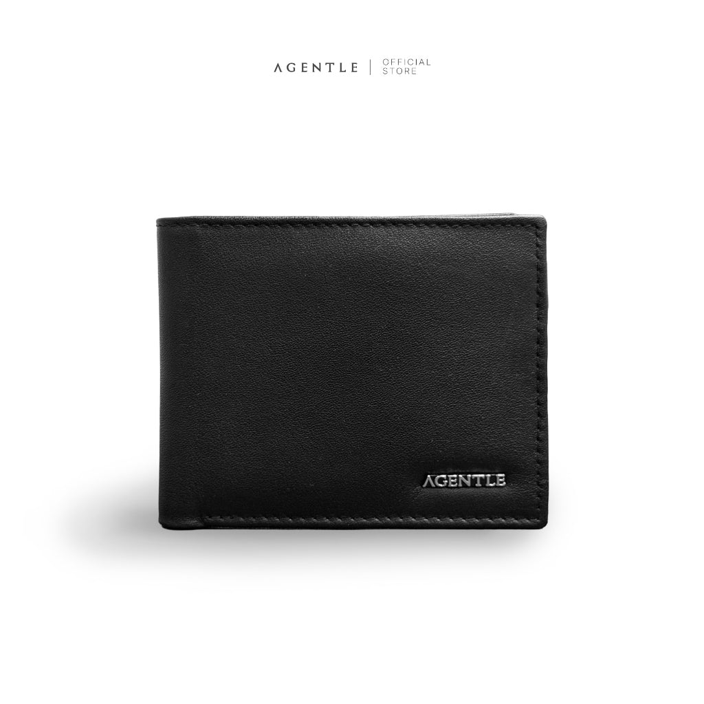 AGENTLE MENDERNLY Wallet in black top-grain cowhide, closed, front view